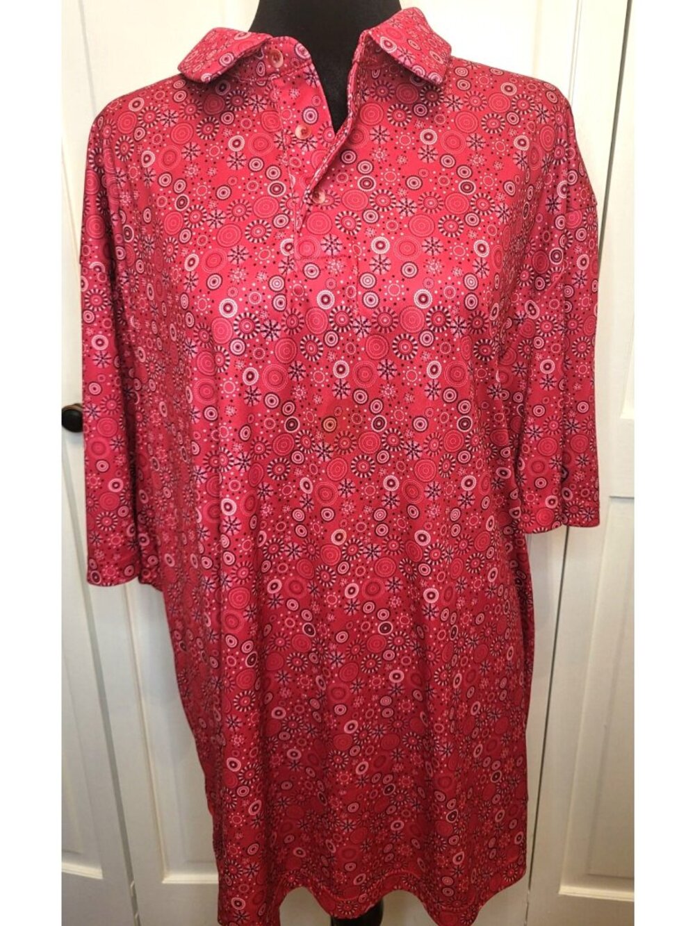 Men's Pro Tour Pink Circle Print Cool Play Polo Golf Shirt XXL Golf Preppy